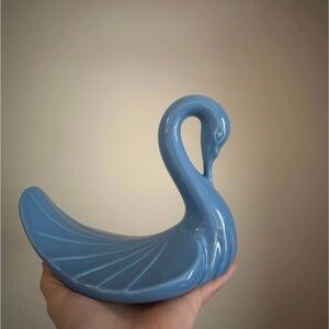 Blue Ceramic Swan Figurine